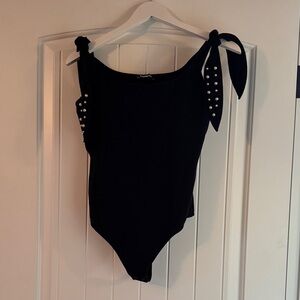 Express Black Garment with Pearl Details